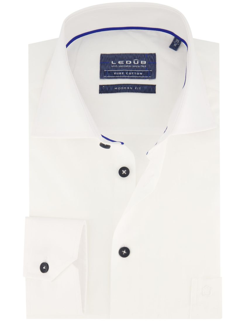 Katoenen overhemd Ledub modern fit wit