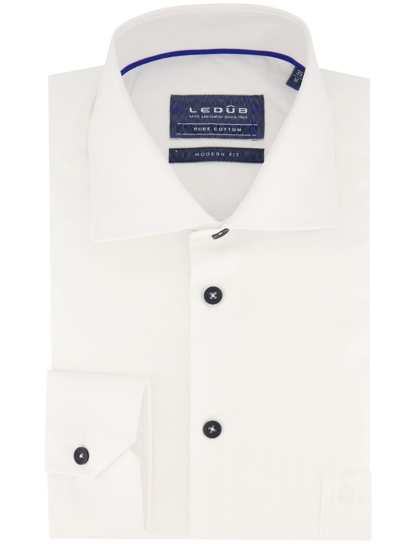 Katoenen overhemd Ledub modern fit wit