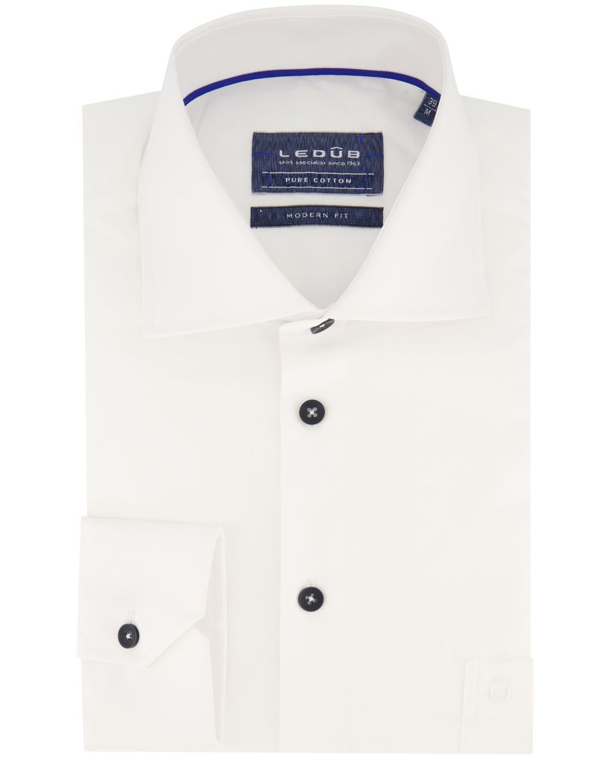 Ledub katoenen overhemd modern fit wit