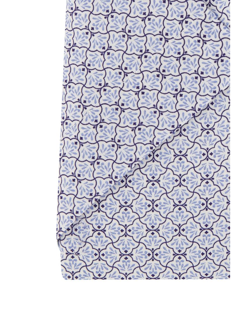 Overhemd blauw korte mouw Comfort Fit geprint Eterna