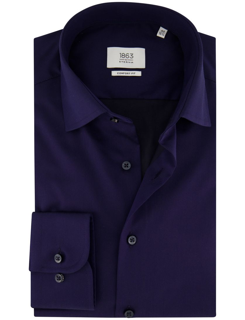 Eterna comfort fit overhemd donkerblauw katoen