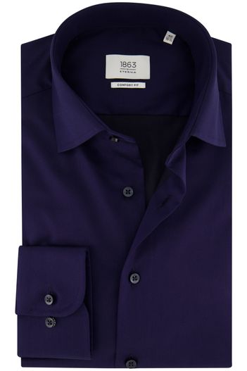 Eterna Eterna donkerblauw overhemd katoen comfort fit