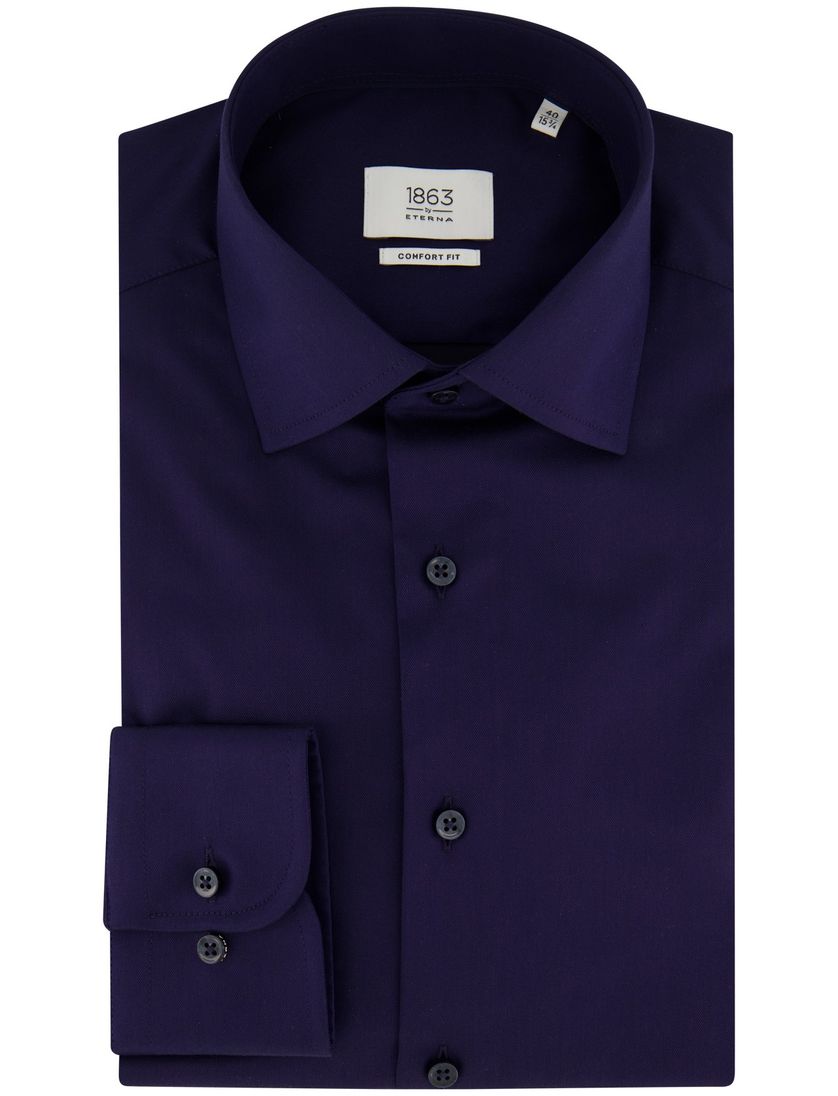 Eterna comfort fit overhemd donkerblauw katoen