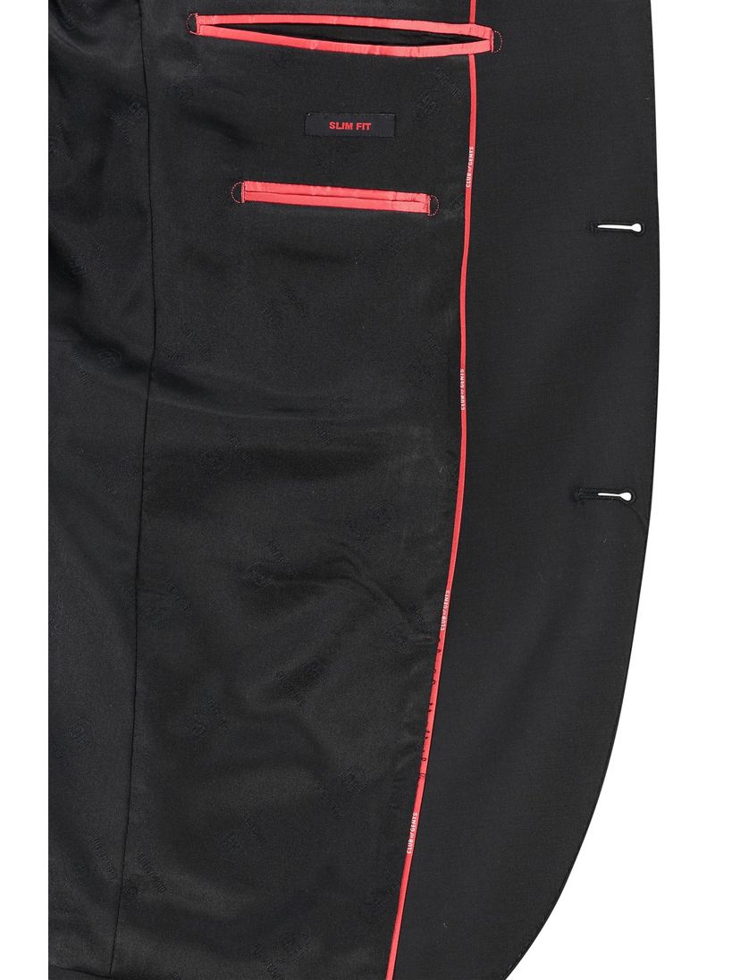 Carl Gross colbert zwart effen wol slim fit borstzak