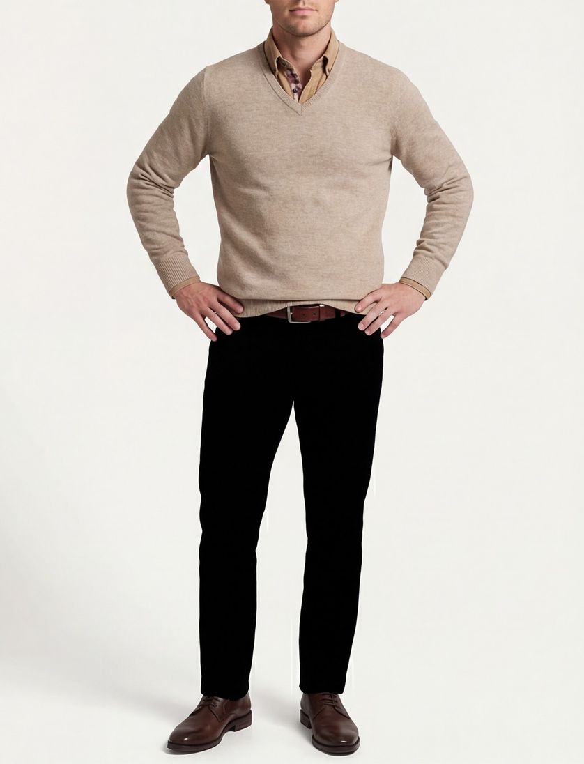 William Lockie lamswol trui beige wijde fit