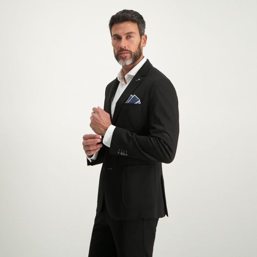 Blue Industry colbert mix & match zwart effen slim fit met stretch