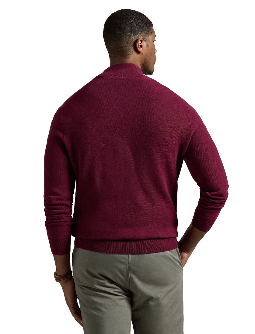 Trui half zip Polo Ralph Lauren rood effen katoen