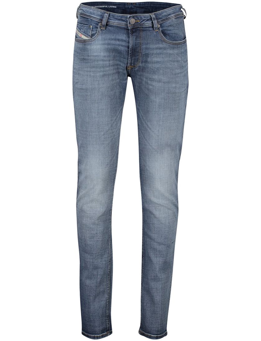 Diesel jeans Sleenker blauw effen denim 5-p