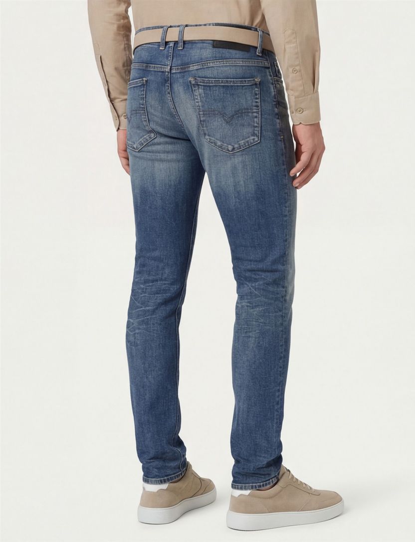 Diesel jeans Sleenker blauw effen denim 5-p