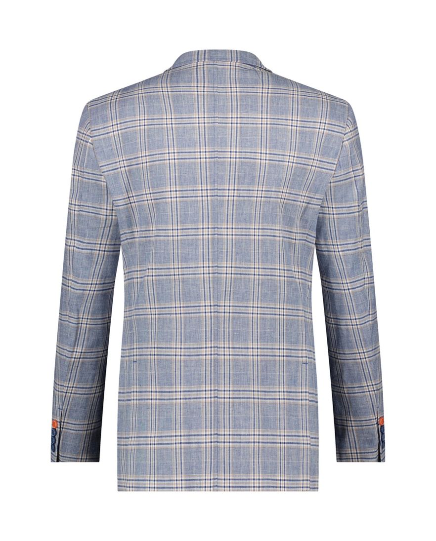 Blauw geruit A Fish Named Fred colbert slim fit katoen