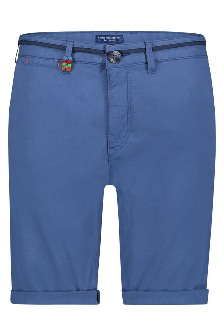 A Fish Named Fred bermuda donkerblauw effen katoen
