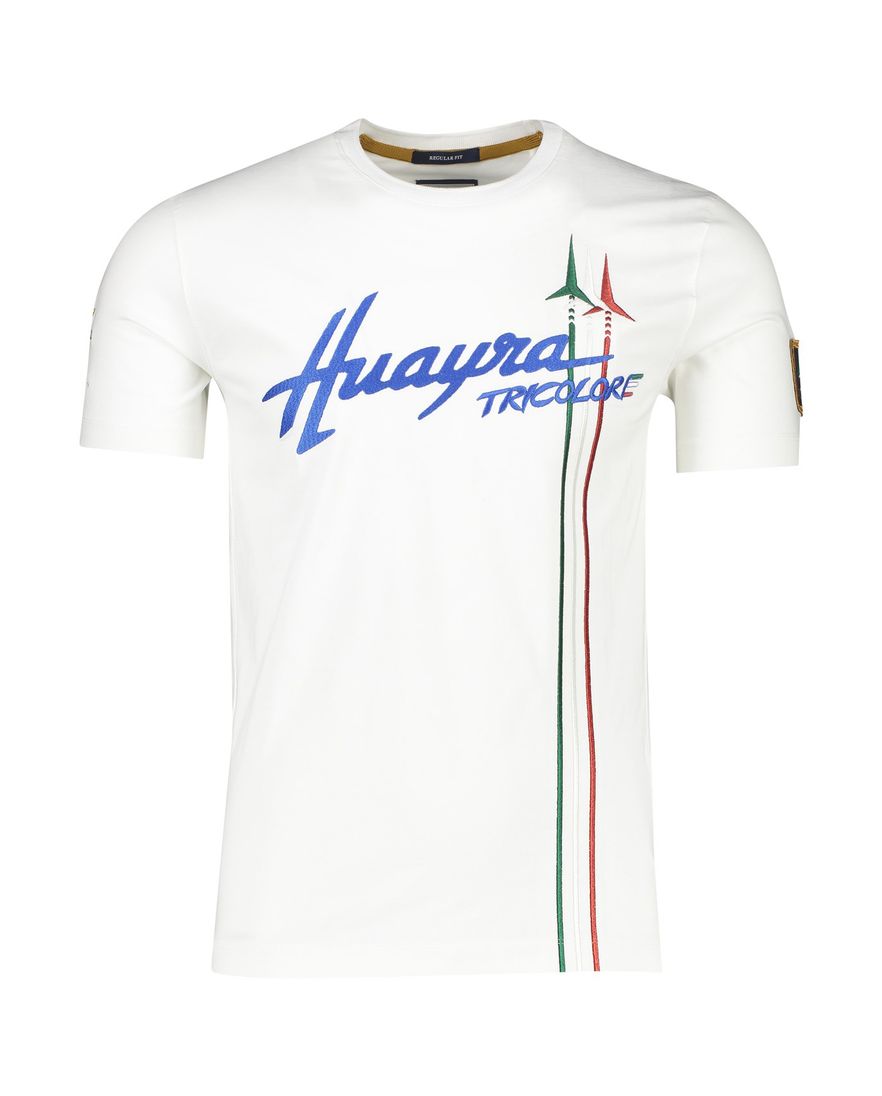 Aeronautica Militare t-shirt wit katoen slim fit met stiksel