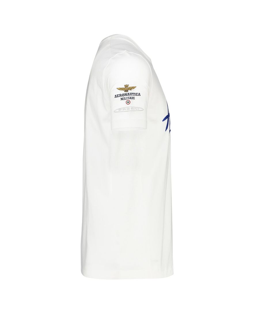 Aeronautica Militare t-shirt wit katoen slim fit met stiksel
