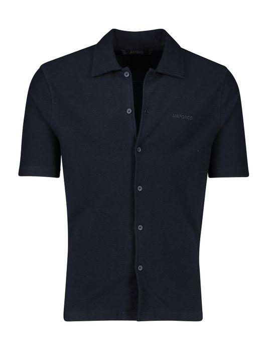 Airforce overhemd donkerblauw katoen korte mouw