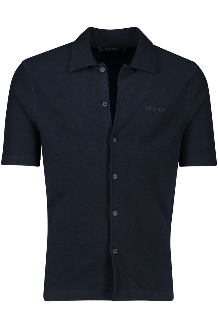 Airforce overhemd korte mouw donkerblauw effen