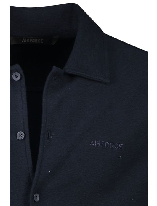 Airforce overhemd donkerblauw katoen korte mouw