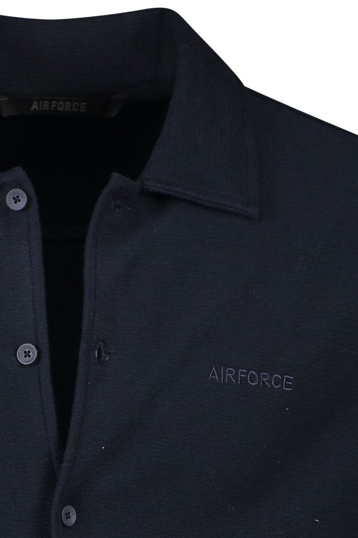Airforce overhemd korte mouw donkerblauw effen