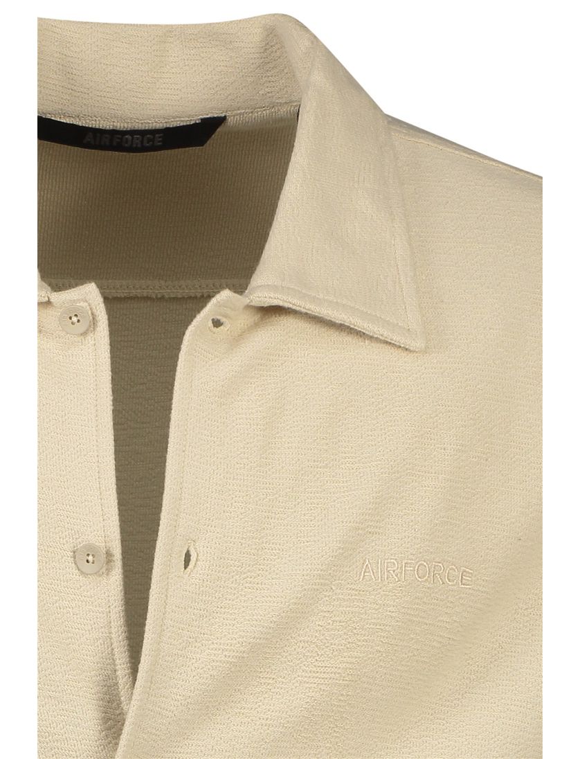 Airforce overhemd korte mouw beige effen knopen