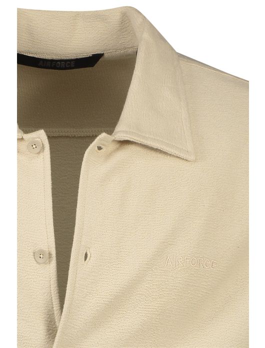 Airforce overhemden korte mouw beige effen