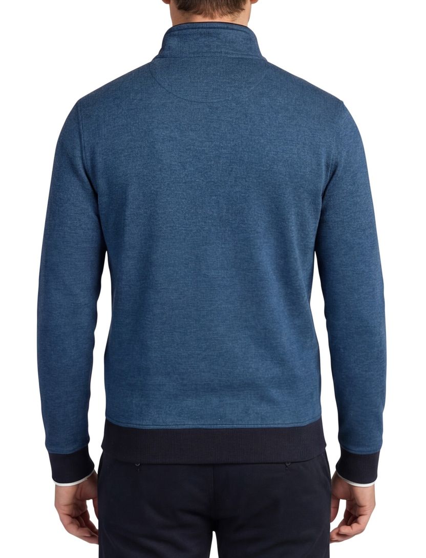 Baileys trui half zip blauw effen 100% katoen