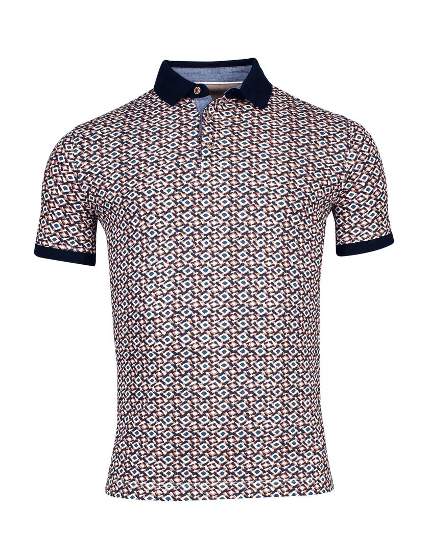 Baileys polo blauw katoen geprint
