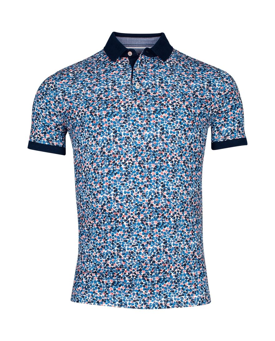 Baileys polo blauw katoen geprint