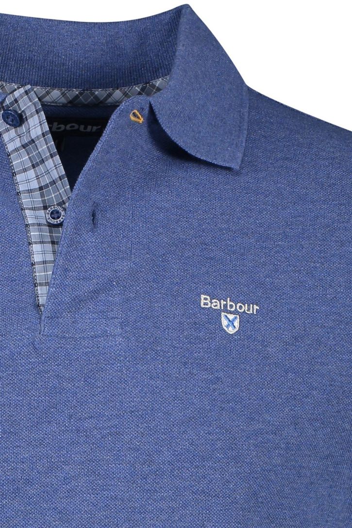 Barbour polo normale fit blauw gemêleerd 100% katoen