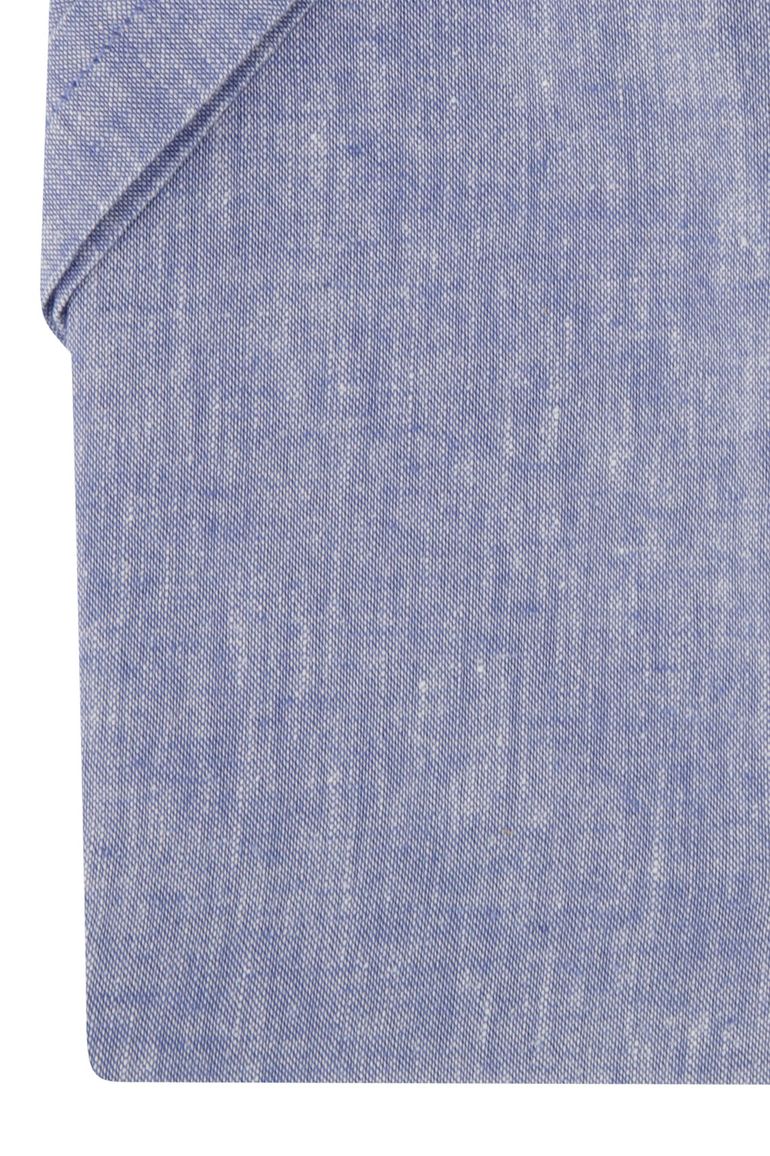 Barbour blauw gemêleerd overhemd regular fit linnen korte mouw