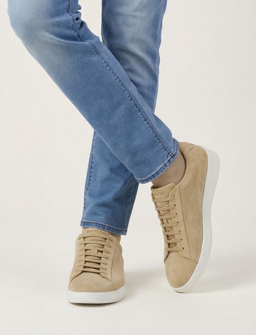 Blackstone sneaker laag beige