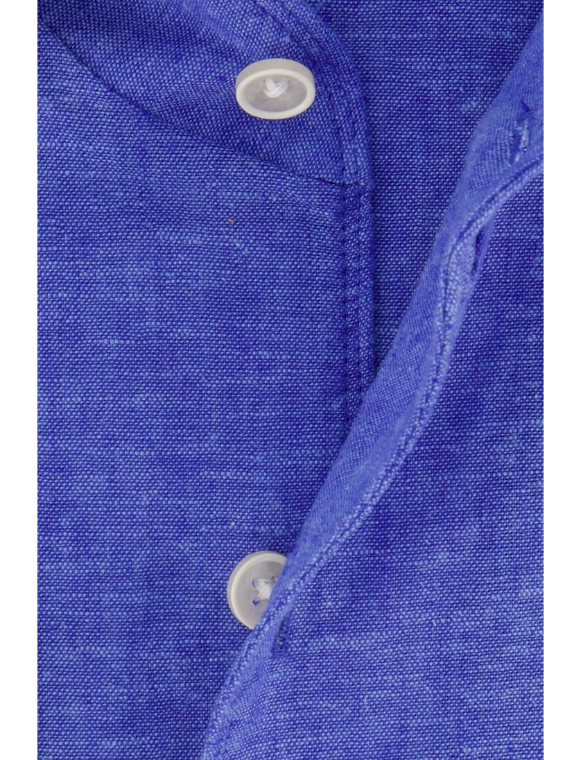 Blue Industry linnen overhemd blauw gemêleerd slim fit