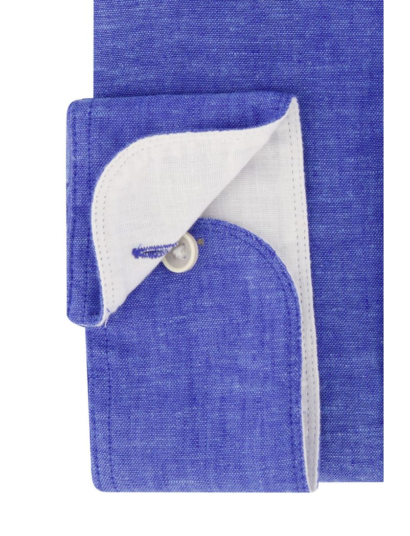 Blue Industry linnen overhemd blauw gemêleerd slim fit