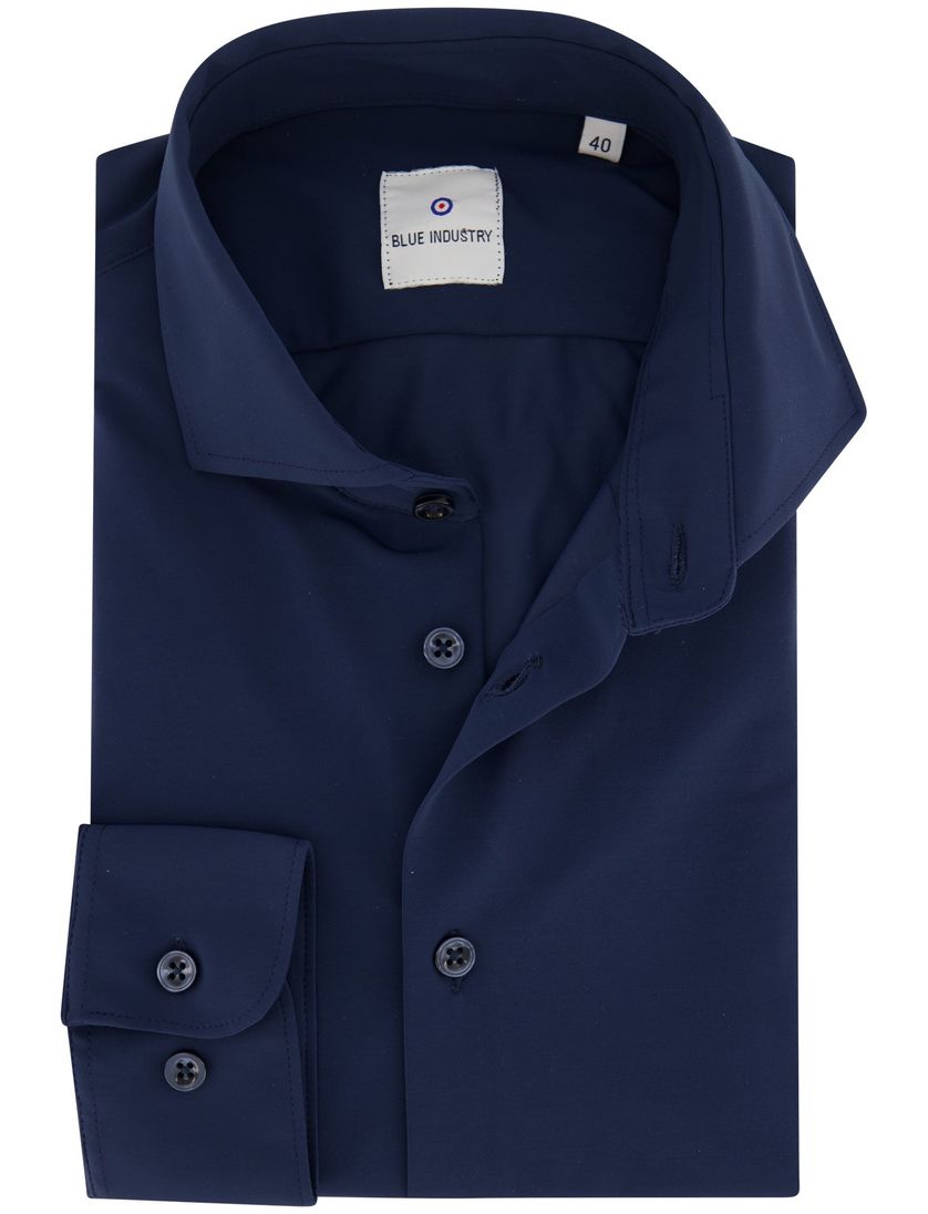 Blue Industry 24/7 stretch donkerblauw overhemd slim fit