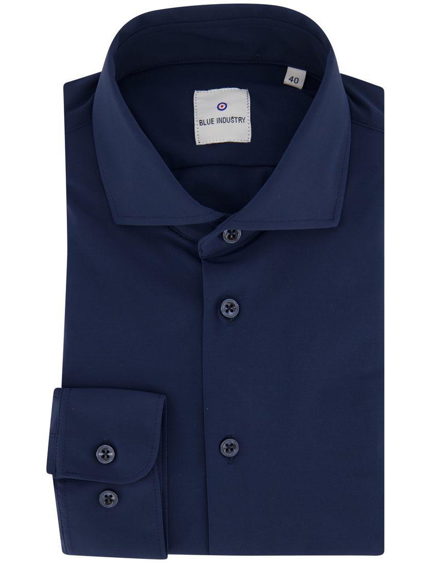 Blue Industry 24/7 stretch donkerblauw overhemd slim fit
