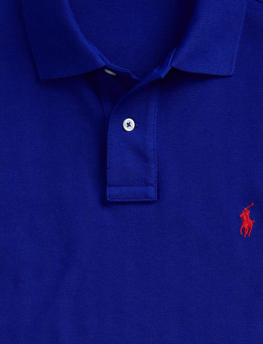 Polo Ralph Lauren polo Custom slim fit kobaltblauw effen katoen