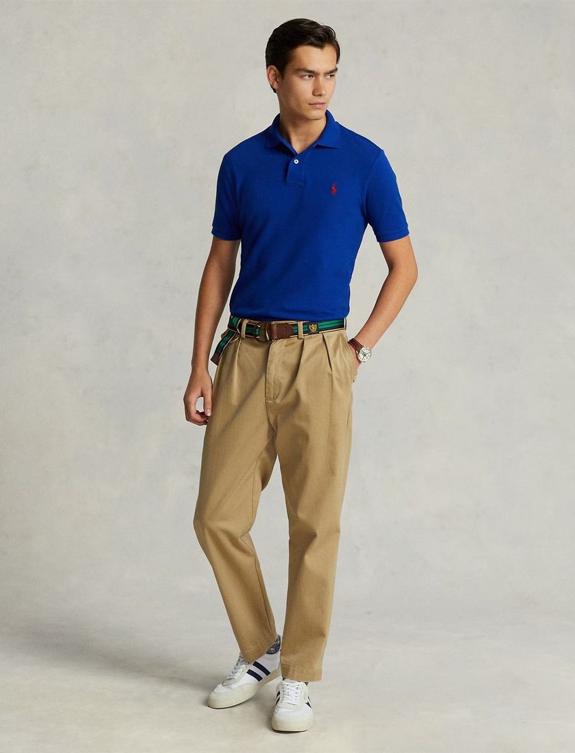 Polo Ralph Lauren polo Custom slim fit kobaltblauw effen katoen