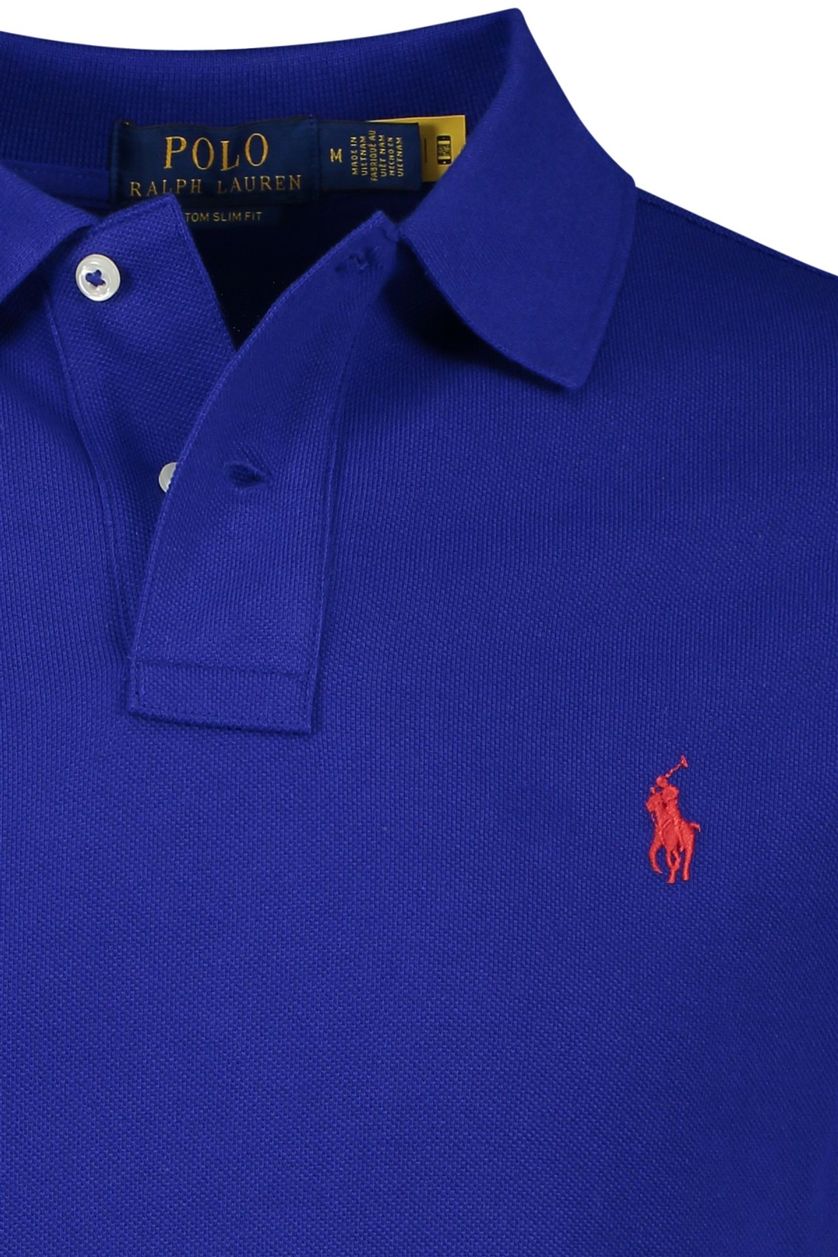 Polo Ralph Lauren polo Custom slim fit kobaltblauw effen katoen