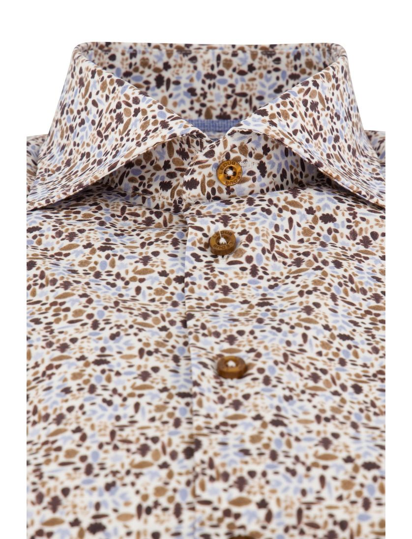 Overhemd Ledub Modern Fit bruin dessin