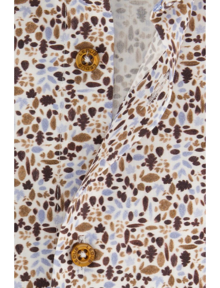 Overhemd Ledub Modern Fit bruin dessin