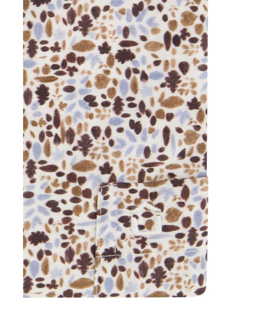 Ledub overhemd print bruin blauw modern fit