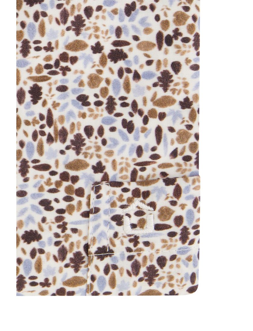 Overhemd Ledub Modern Fit bruin dessin