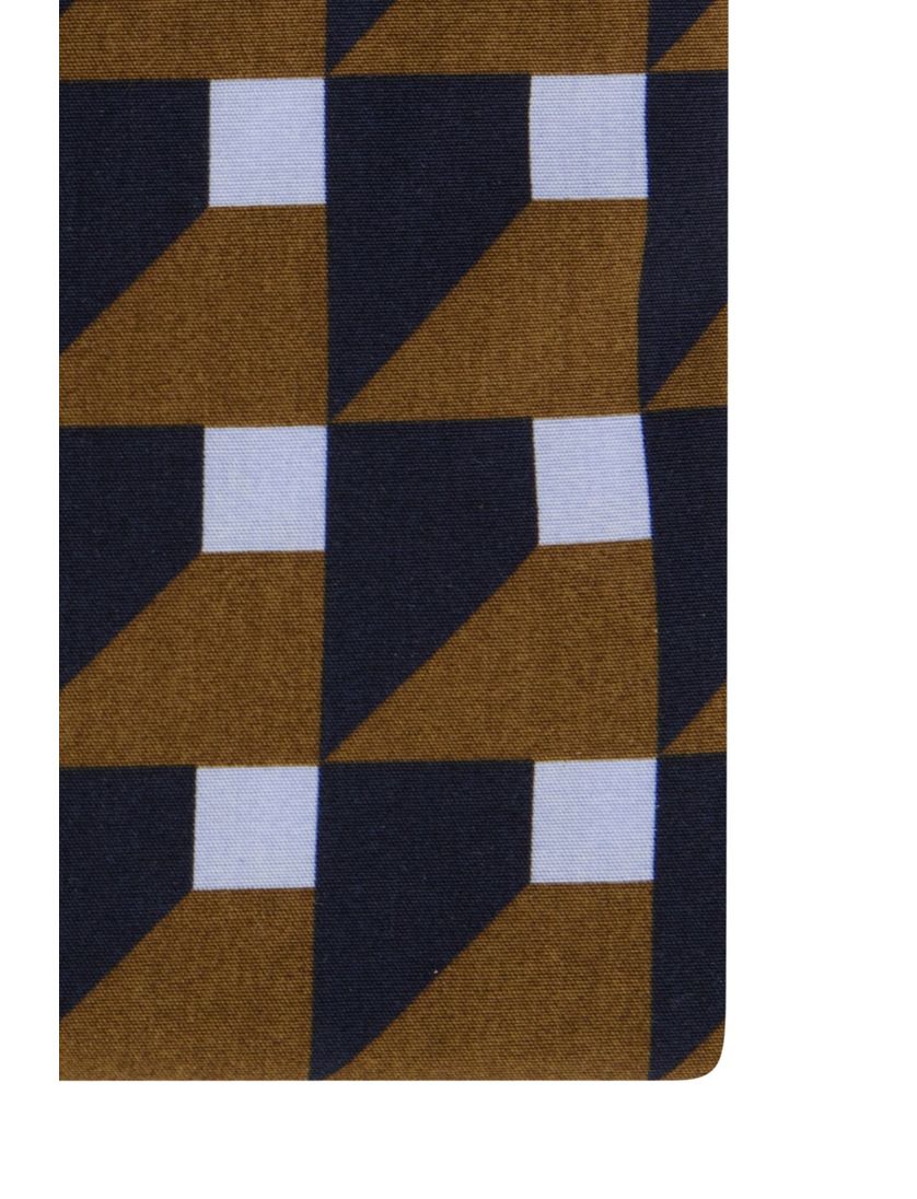 Bruin blauw printje Ledub overhemd modern fit
