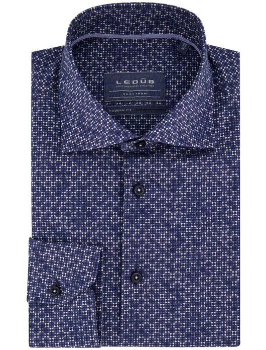 Ledub overhemd donkerblauw geprint