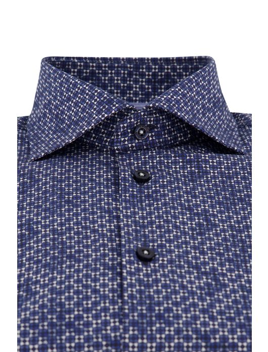 Ledub overhemd donkerblauw geprint