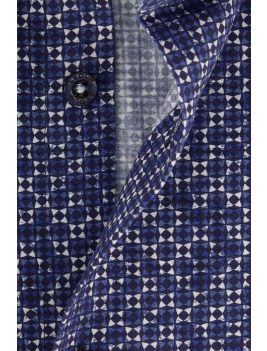 Ledub overhemd donkerblauw geprint