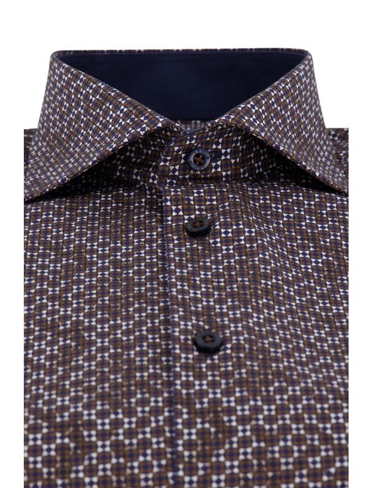 Ledub overhemd donkerbruin modern fit