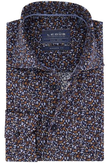 Ledub Ledub overhemd bruin blauw geprint