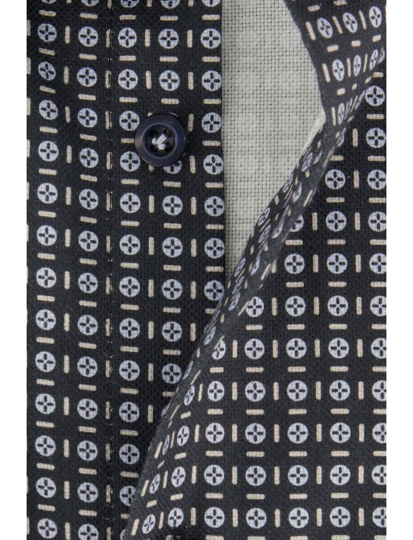 Overhemd John Miller mouwlengte 7 normale fit zwart blauw geprint