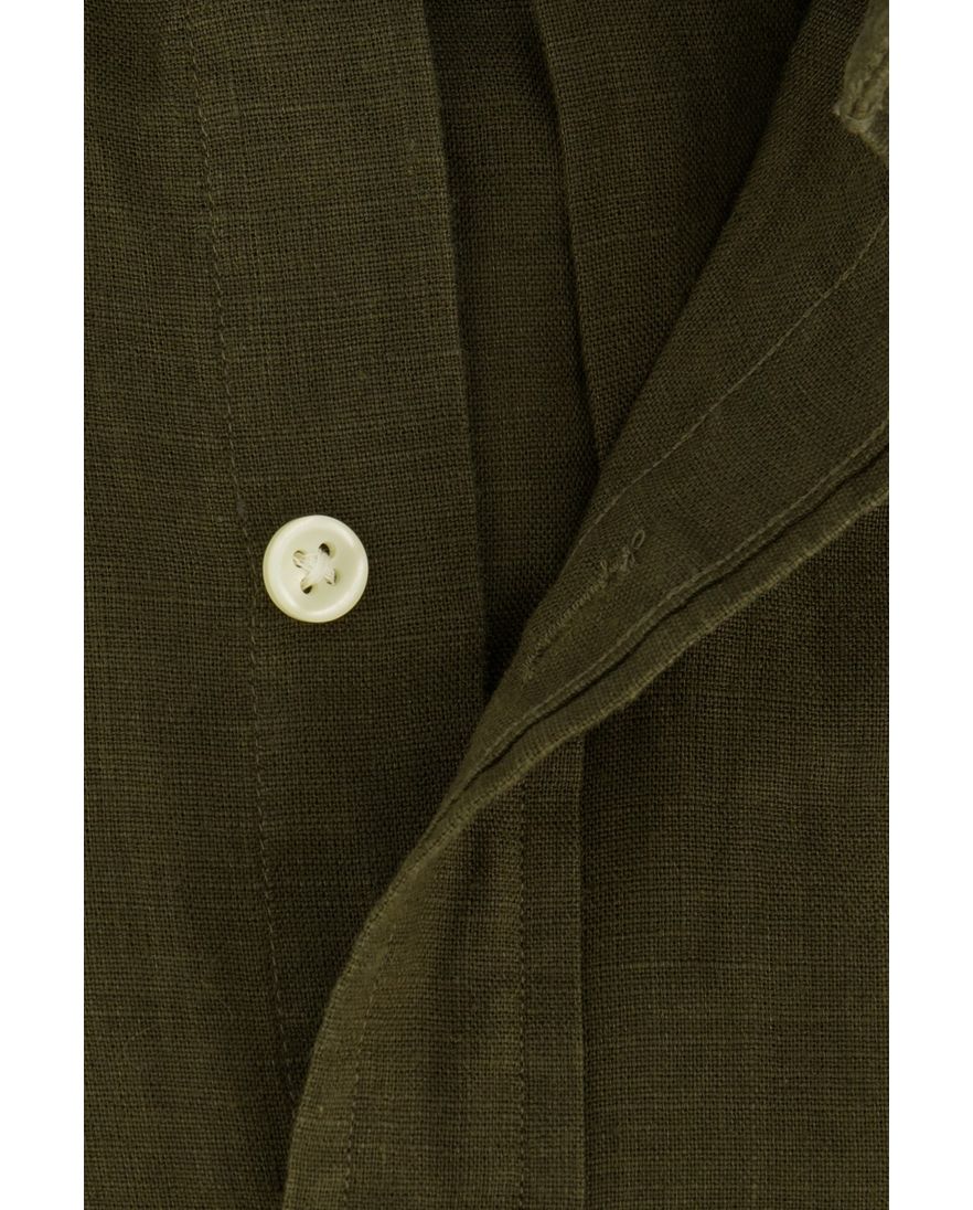 Polo Ralph Lauren casual overhemd slim fit legergroen effen linnen