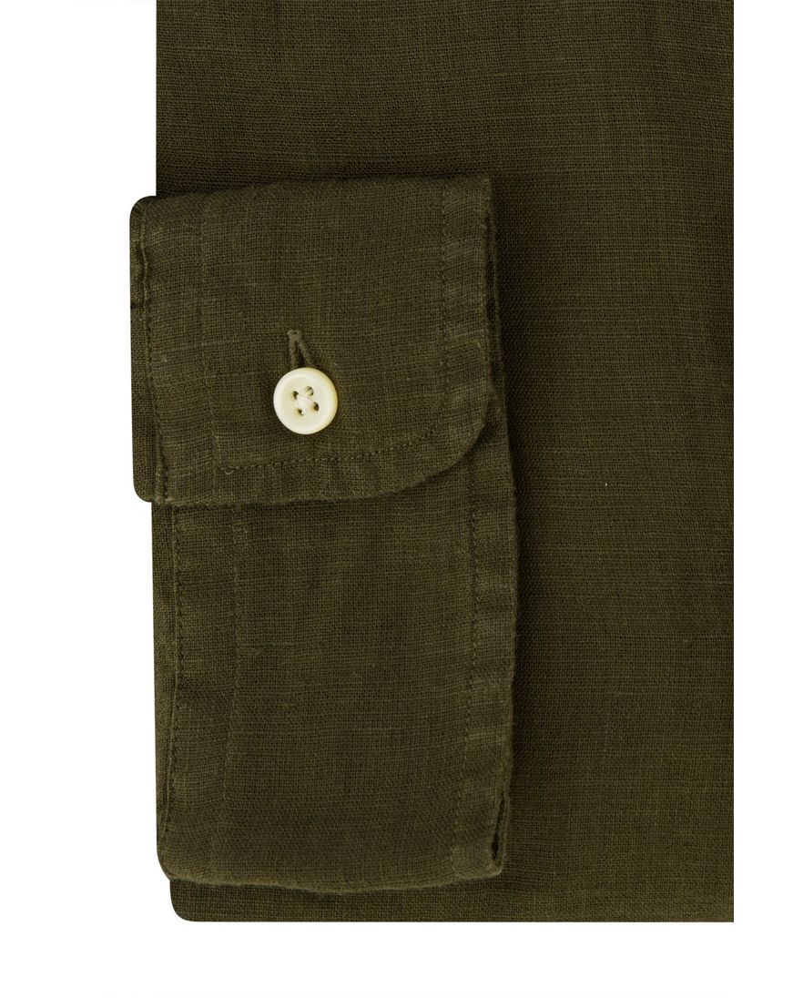 Polo Ralph Lauren casual overhemd slim fit legergroen effen linnen