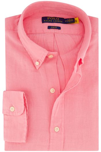Polo Ralph Lauren Polo Ralph Lauren overhemd slim fit roze effen linnen